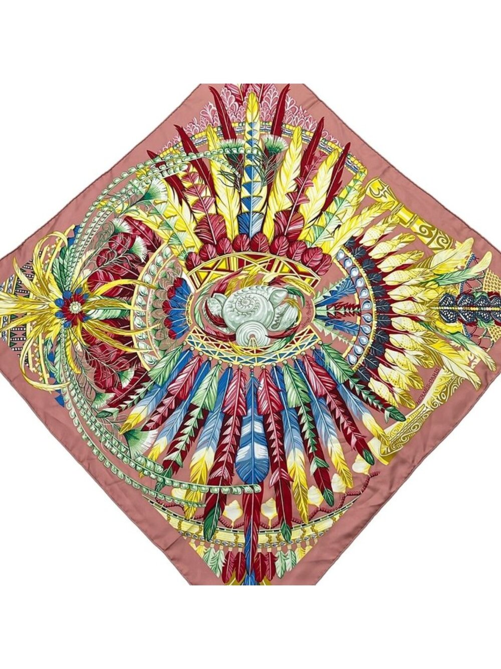 Hermes Scarf Carre 90 Pink Multi Danse Pacifique